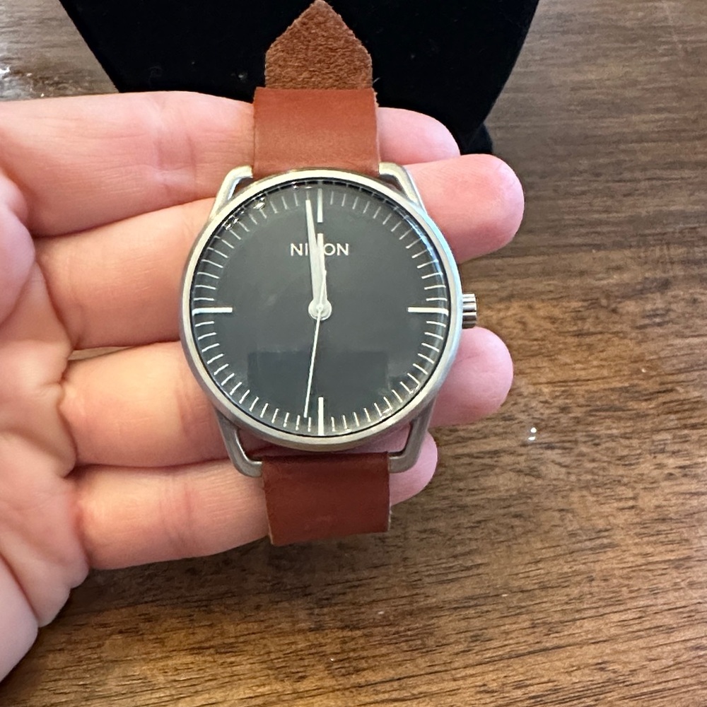 Nixon Flight Control Black Dial with Tan Leather Strap